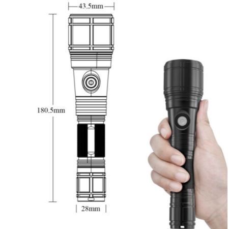 SKYWOODS D6S diving torch 1400Lm 8°-73° beam